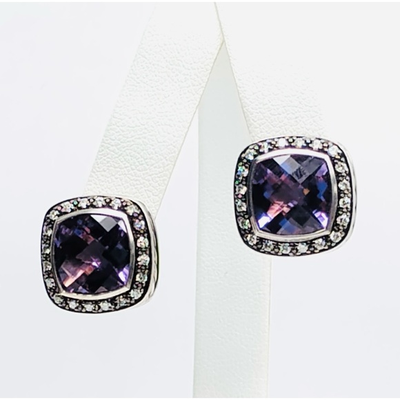 David Yurman Albion 11mm Amethyst Diamond Earrings  Moonlight Ice Collection. - Picture 5 of 9